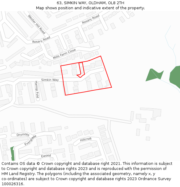 63, SIMKIN WAY, OLDHAM, OL8 2TH: Location map and indicative extent of plot