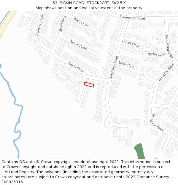 63, SISKIN ROAD, STOCKPORT, SK2 5JX: Location map and indicative extent of plot