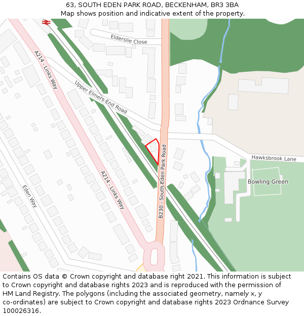 63, SOUTH EDEN PARK ROAD, BECKENHAM, BR3 3BA: Location map and indicative extent of plot