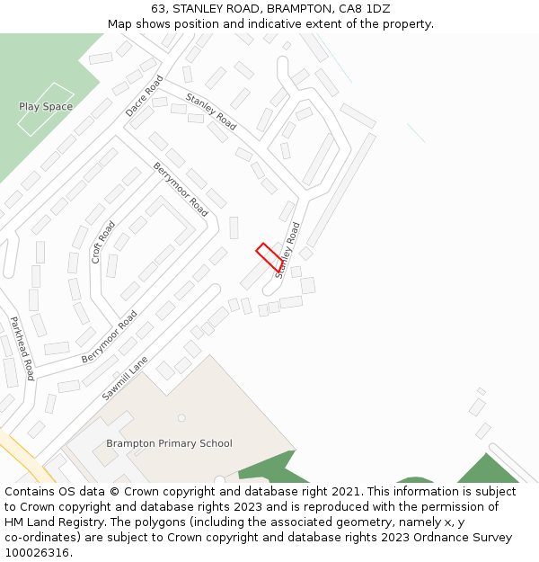 63, STANLEY ROAD, BRAMPTON, CA8 1DZ: Location map and indicative extent of plot