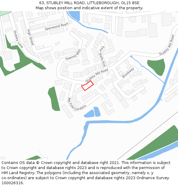 63, STUBLEY MILL ROAD, LITTLEBOROUGH, OL15 8SE: Location map and indicative extent of plot