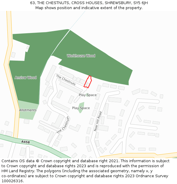 63, THE CHESTNUTS, CROSS HOUSES, SHREWSBURY, SY5 6JH: Location map and indicative extent of plot