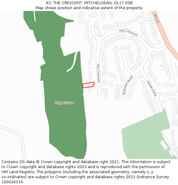 63, THE CRESCENT, MITCHELDEAN, GL17 0SB: Location map and indicative extent of plot