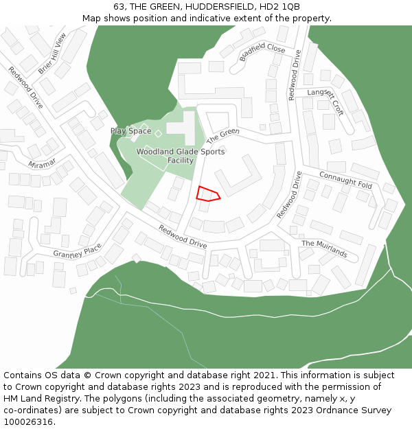 63, THE GREEN, HUDDERSFIELD, HD2 1QB: Location map and indicative extent of plot