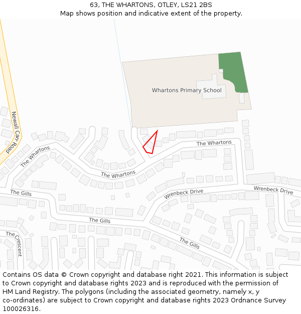63, THE WHARTONS, OTLEY, LS21 2BS: Location map and indicative extent of plot