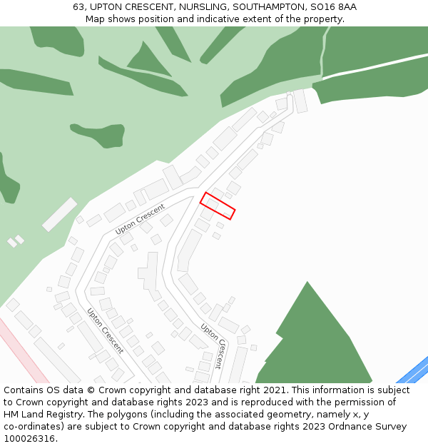 63, UPTON CRESCENT, NURSLING, SOUTHAMPTON, SO16 8AA: Location map and indicative extent of plot