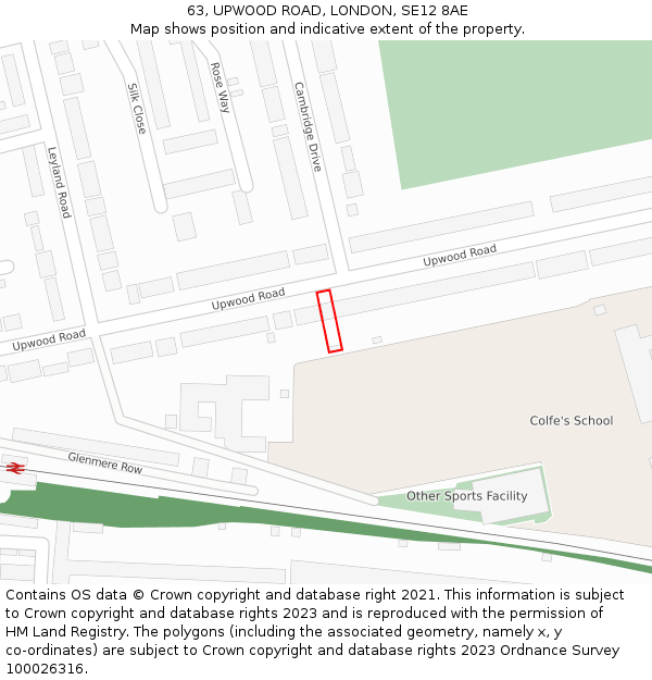 63, UPWOOD ROAD, LONDON, SE12 8AE: Location map and indicative extent of plot