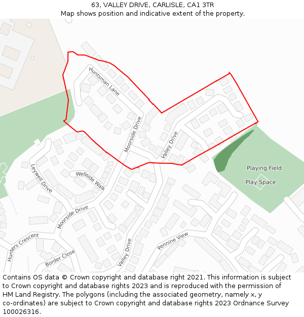 63, VALLEY DRIVE, CARLISLE, CA1 3TR: Location map and indicative extent of plot