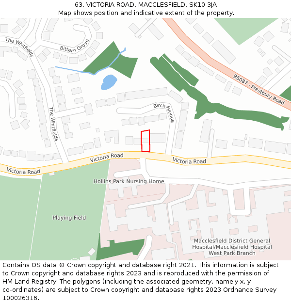 63, VICTORIA ROAD, MACCLESFIELD, SK10 3JA: Location map and indicative extent of plot