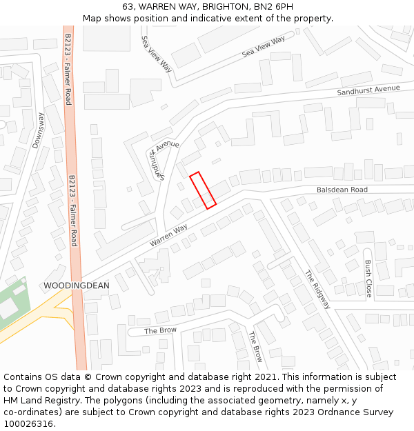 63, WARREN WAY, BRIGHTON, BN2 6PH: Location map and indicative extent of plot