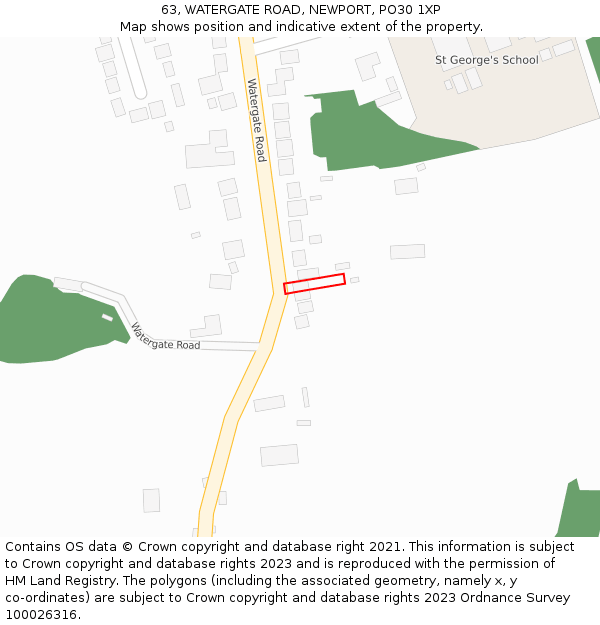 63, WATERGATE ROAD, NEWPORT, PO30 1XP: Location map and indicative extent of plot