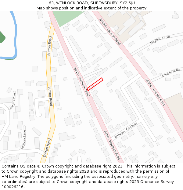 63, WENLOCK ROAD, SHREWSBURY, SY2 6JU: Location map and indicative extent of plot