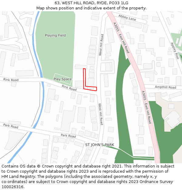 63, WEST HILL ROAD, RYDE, PO33 1LG: Location map and indicative extent of plot