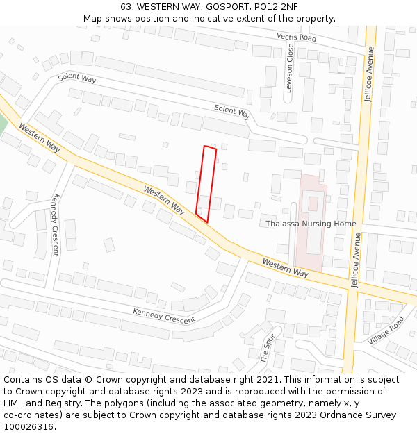 63, WESTERN WAY, GOSPORT, PO12 2NF: Location map and indicative extent of plot