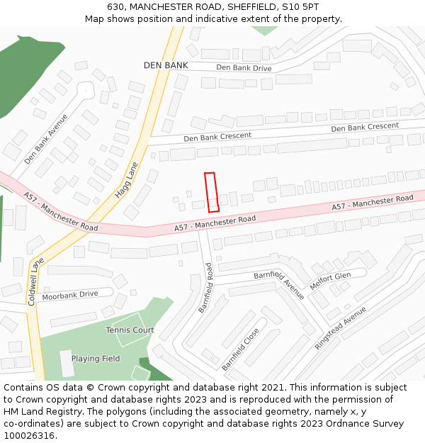630, MANCHESTER ROAD, SHEFFIELD, S10 5PT: Location map and indicative extent of plot