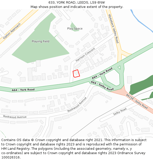633, YORK ROAD, LEEDS, LS9 6NW: Location map and indicative extent of plot
