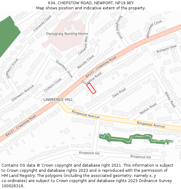 634, CHEPSTOW ROAD, NEWPORT, NP19 9EY: Location map and indicative extent of plot