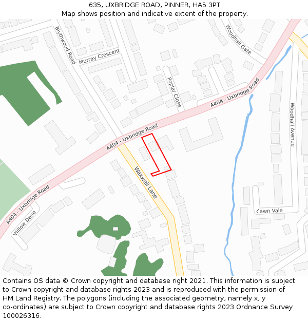 635, UXBRIDGE ROAD, PINNER, HA5 3PT: Location map and indicative extent of plot