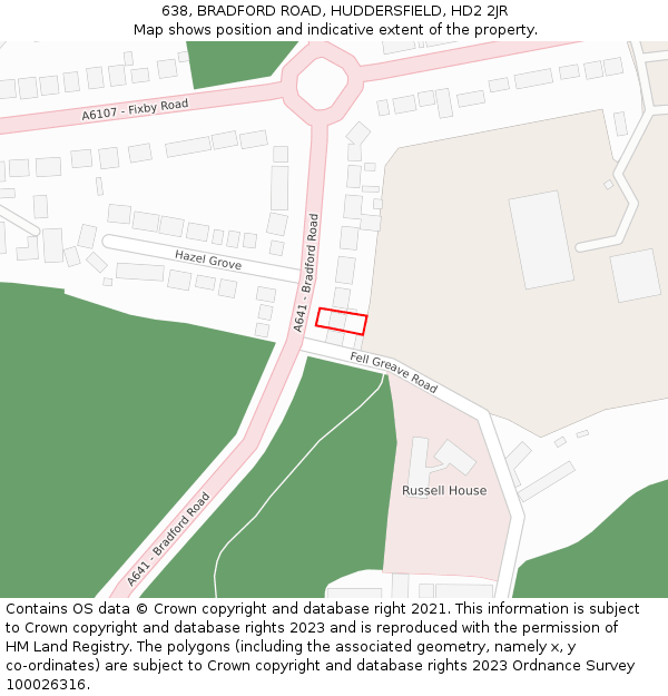 638, BRADFORD ROAD, HUDDERSFIELD, HD2 2JR: Location map and indicative extent of plot