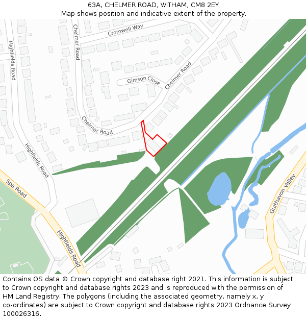 63A, CHELMER ROAD, WITHAM, CM8 2EY: Location map and indicative extent of plot