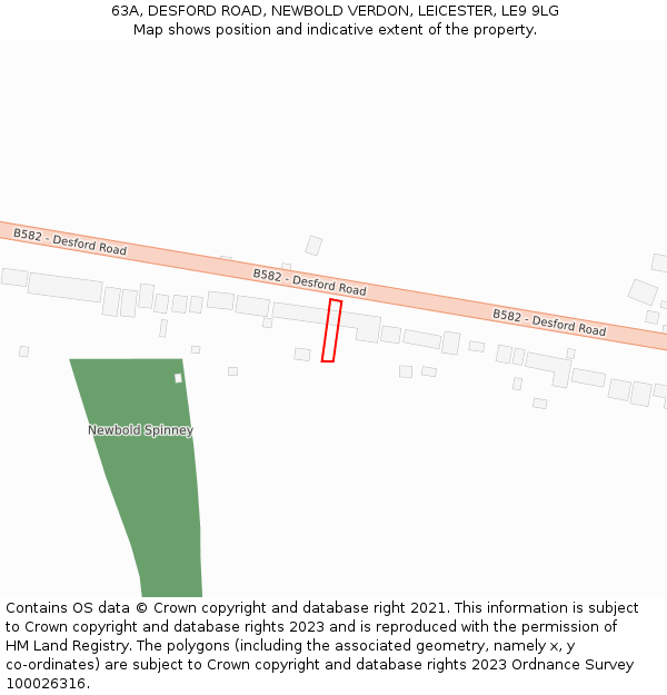 63A, DESFORD ROAD, NEWBOLD VERDON, LEICESTER, LE9 9LG: Location map and indicative extent of plot