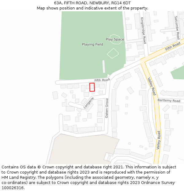 63A, FIFTH ROAD, NEWBURY, RG14 6DT: Location map and indicative extent of plot