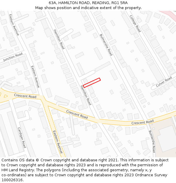 63A, HAMILTON ROAD, READING, RG1 5RA: Location map and indicative extent of plot