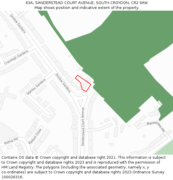 63A, SANDERSTEAD COURT AVENUE, SOUTH CROYDON, CR2 9AW: Location map and indicative extent of plot