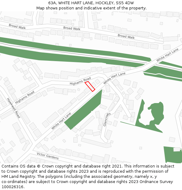 63A, WHITE HART LANE, HOCKLEY, SS5 4DW: Location map and indicative extent of plot