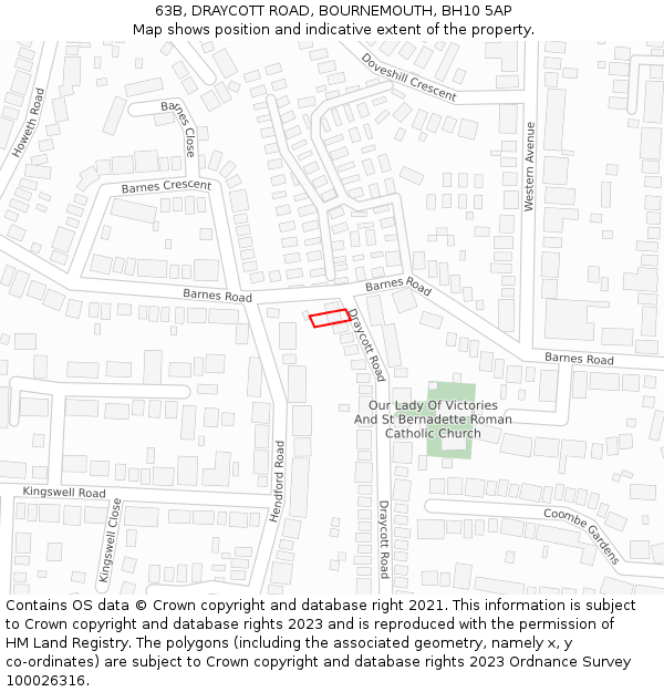 63B, DRAYCOTT ROAD, BOURNEMOUTH, BH10 5AP: Location map and indicative extent of plot