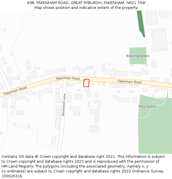 63B, FAKENHAM ROAD, GREAT RYBURGH, FAKENHAM, NR21 7AW: Location map and indicative extent of plot