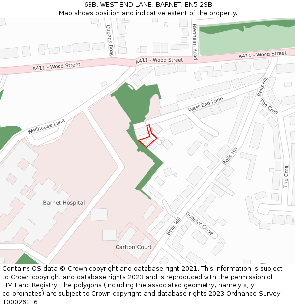 63B, WEST END LANE, BARNET, EN5 2SB: Location map and indicative extent of plot