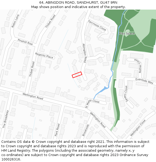 64, ABINGDON ROAD, SANDHURST, GU47 9RN: Location map and indicative extent of plot