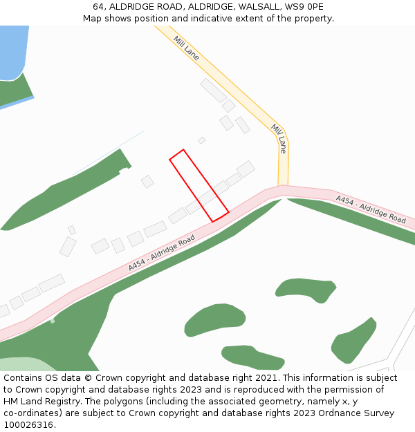 64, ALDRIDGE ROAD, ALDRIDGE, WALSALL, WS9 0PE: Location map and indicative extent of plot