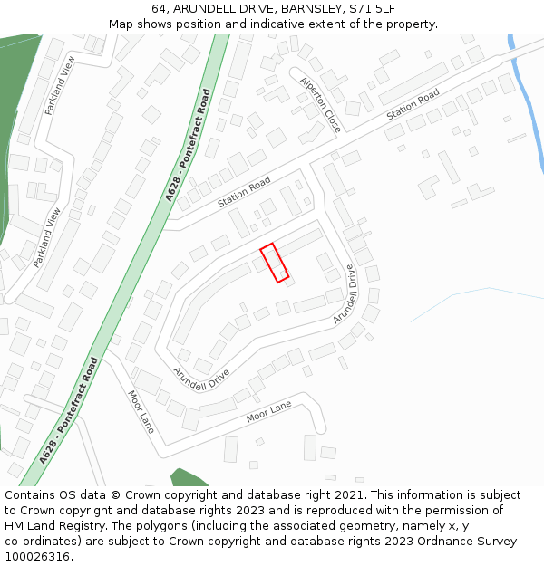 64, ARUNDELL DRIVE, BARNSLEY, S71 5LF: Location map and indicative extent of plot