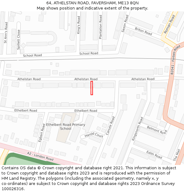 64, ATHELSTAN ROAD, FAVERSHAM, ME13 8QN: Location map and indicative extent of plot