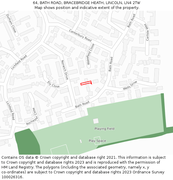 64, BATH ROAD, BRACEBRIDGE HEATH, LINCOLN, LN4 2TW: Location map and indicative extent of plot