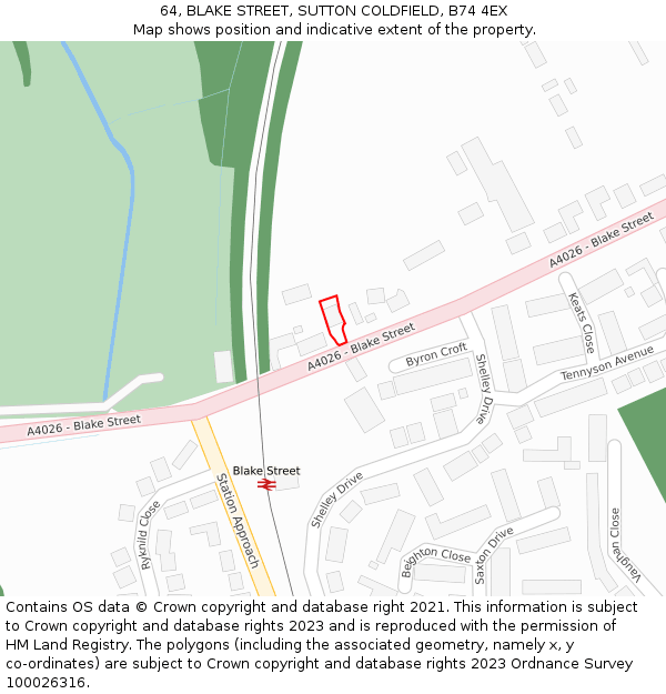 64, BLAKE STREET, SUTTON COLDFIELD, B74 4EX: Location map and indicative extent of plot