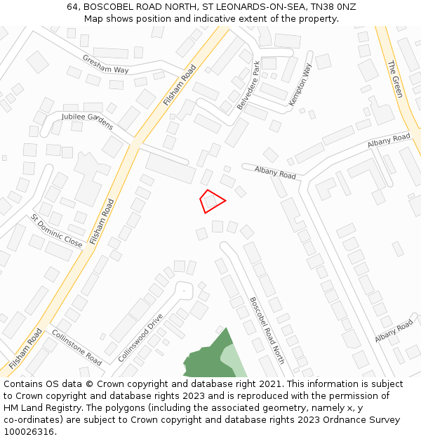 64, BOSCOBEL ROAD NORTH, ST LEONARDS-ON-SEA, TN38 0NZ: Location map and indicative extent of plot