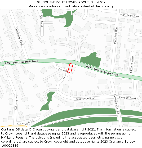 64, BOURNEMOUTH ROAD, POOLE, BH14 0EY: Location map and indicative extent of plot
