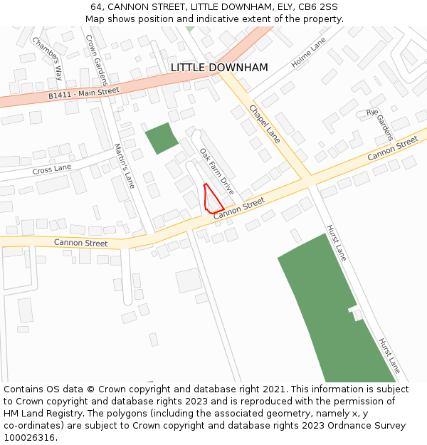 64, CANNON STREET, LITTLE DOWNHAM, ELY, CB6 2SS: Location map and indicative extent of plot