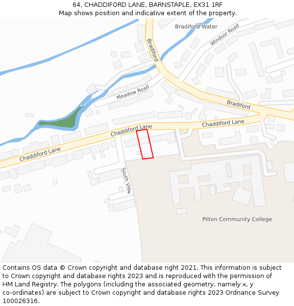 64, CHADDIFORD LANE, BARNSTAPLE, EX31 1RF: Location map and indicative extent of plot