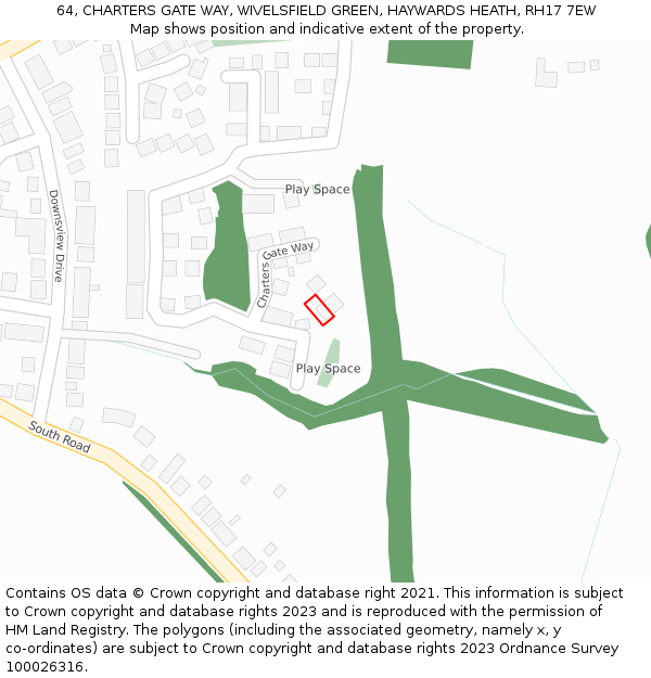 64, CHARTERS GATE WAY, WIVELSFIELD GREEN, HAYWARDS HEATH, RH17 7EW: Location map and indicative extent of plot