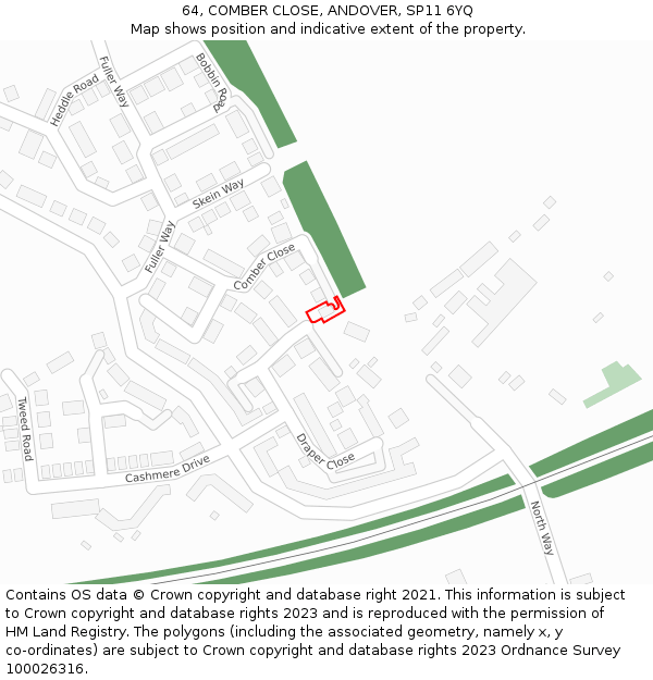 64, COMBER CLOSE, ANDOVER, SP11 6YQ: Location map and indicative extent of plot