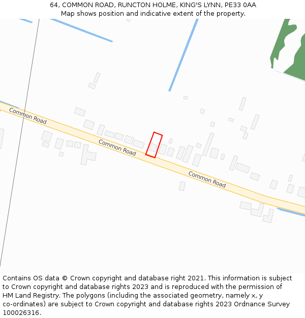 64, COMMON ROAD, RUNCTON HOLME, KING'S LYNN, PE33 0AA: Location map and indicative extent of plot