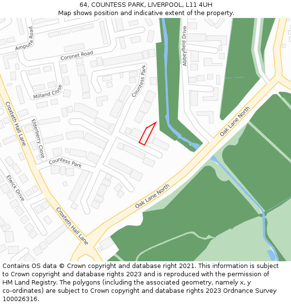 64, COUNTESS PARK, LIVERPOOL, L11 4UH: Location map and indicative extent of plot