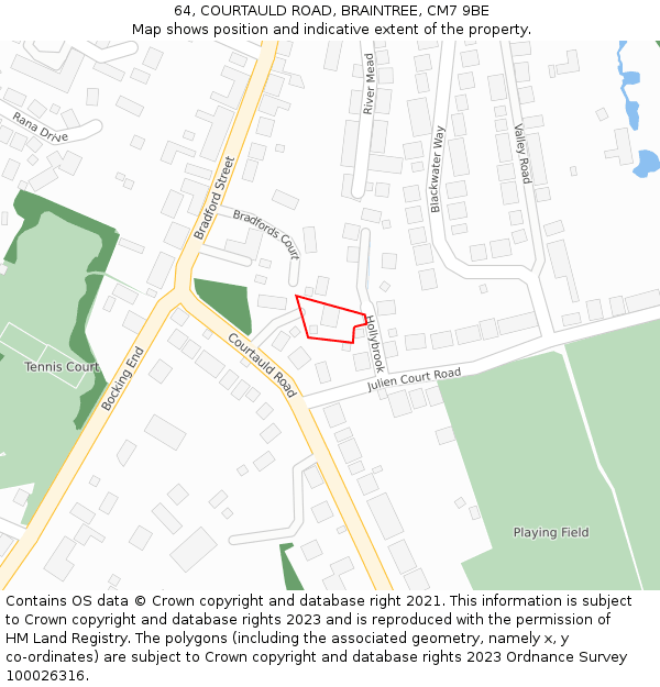 64, COURTAULD ROAD, BRAINTREE, CM7 9BE: Location map and indicative extent of plot