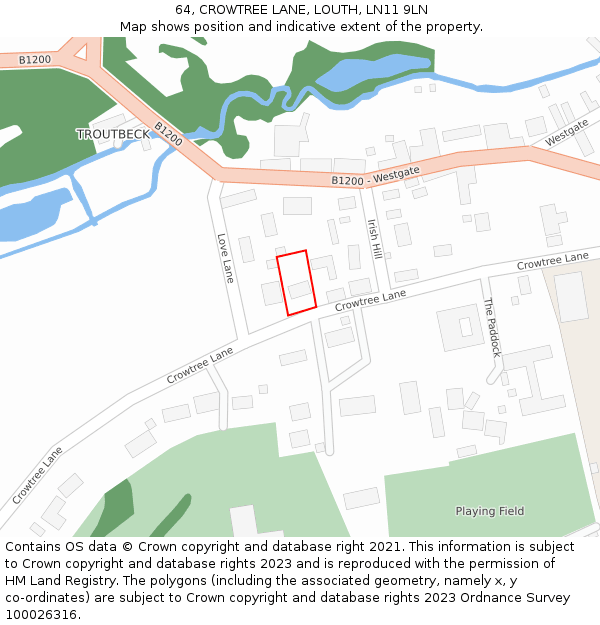 64, CROWTREE LANE, LOUTH, LN11 9LN: Location map and indicative extent of plot