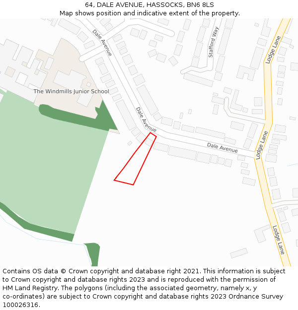 64, DALE AVENUE, HASSOCKS, BN6 8LS: Location map and indicative extent of plot