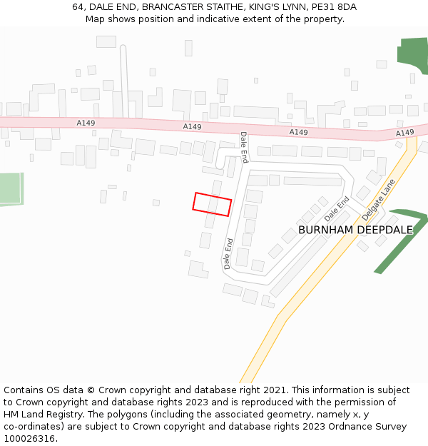 64, DALE END, BRANCASTER STAITHE, KING'S LYNN, PE31 8DA: Location map and indicative extent of plot